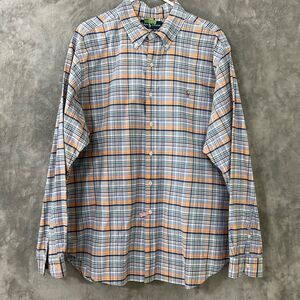 Polo Ralph Lauren Classic Fit Shirt XXL Blue Orange Plaid  Button Down logo pony